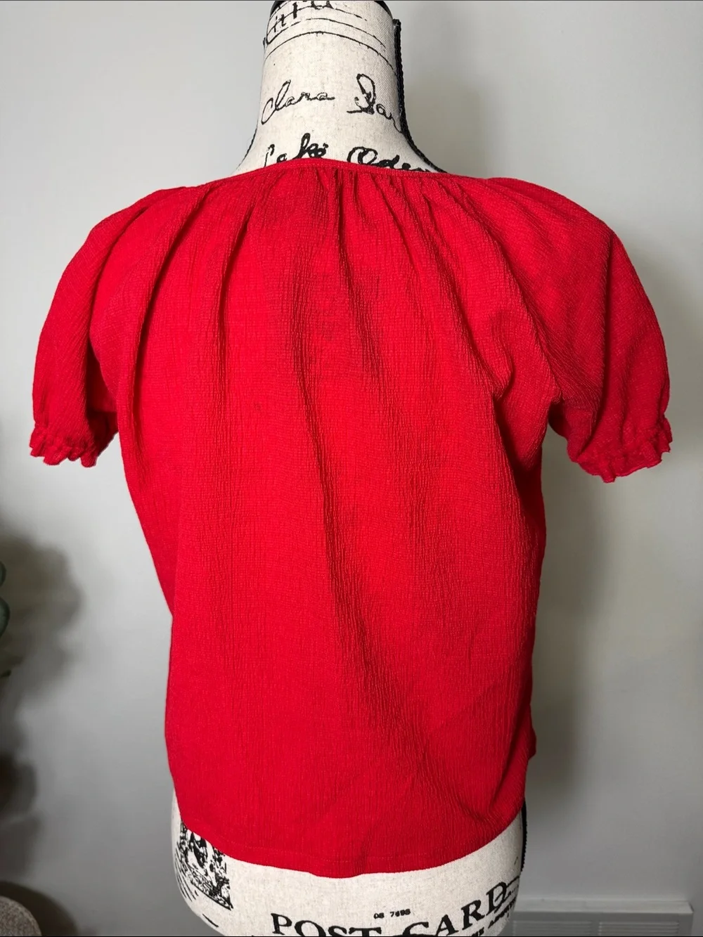 Madewell Red Short-Sleeve Scoop Neck Blouse